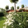 Jardins fleuris du camping pour des vacances relaxantes près de la mer