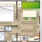 Plan de l'intérieur du mobil-home 1 chambre Super Astria